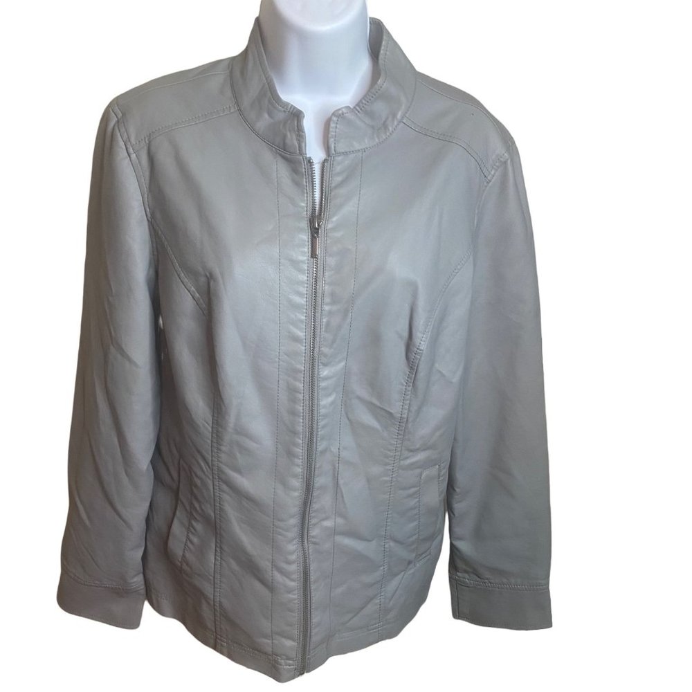 Christopher & Banks gray zip front jacket size M